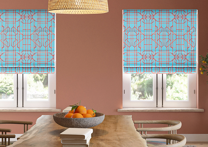 Bamboo Candy, Red Blue - Twist&Fit Roman Blind - Image 3